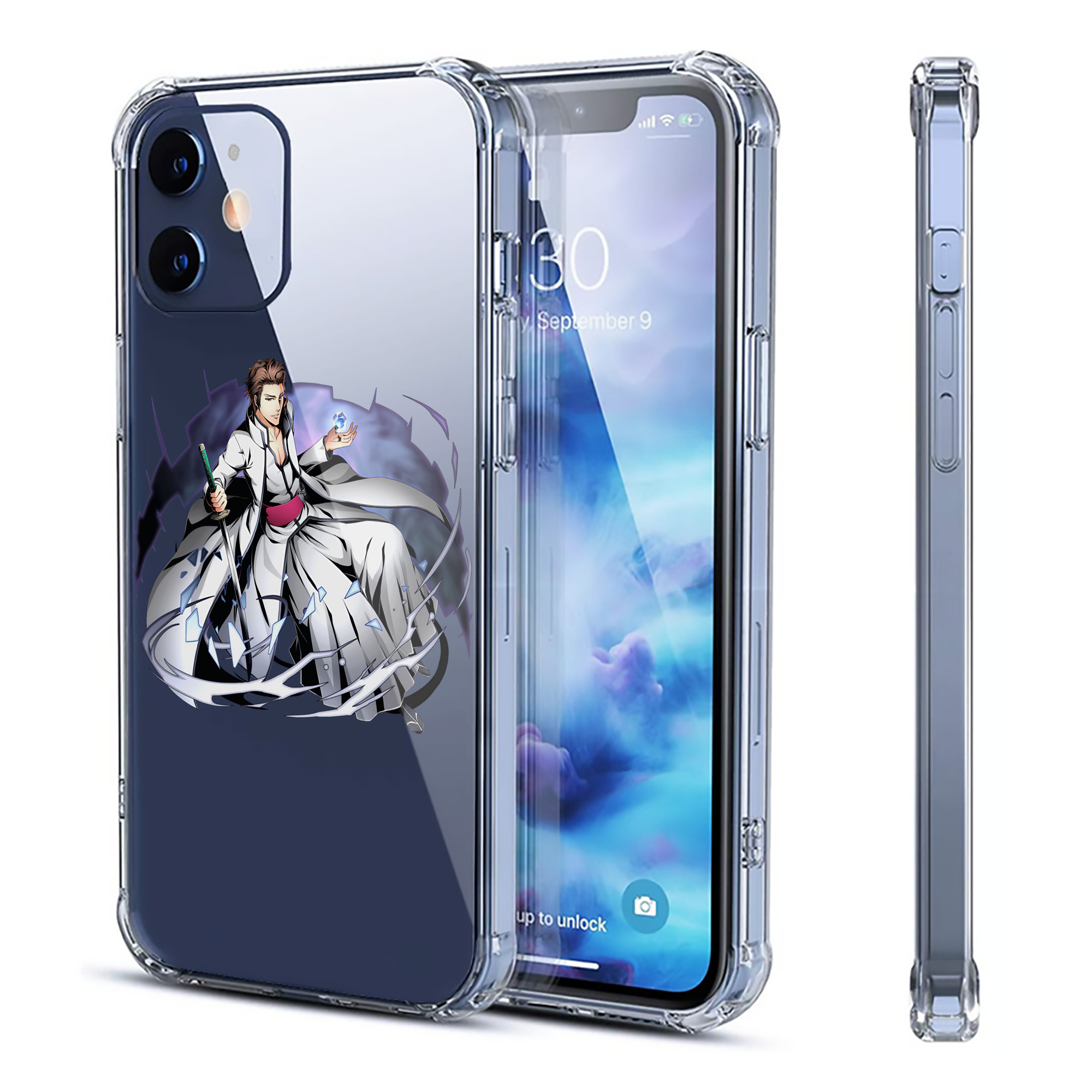 （画像用） ブリーチ 藍染 惣右介（あいぜん そうすけ） BLEACH Aizen Sousuke 【iPhone 12シリーズ対応】透明スマホケース（クリアソフトケース）